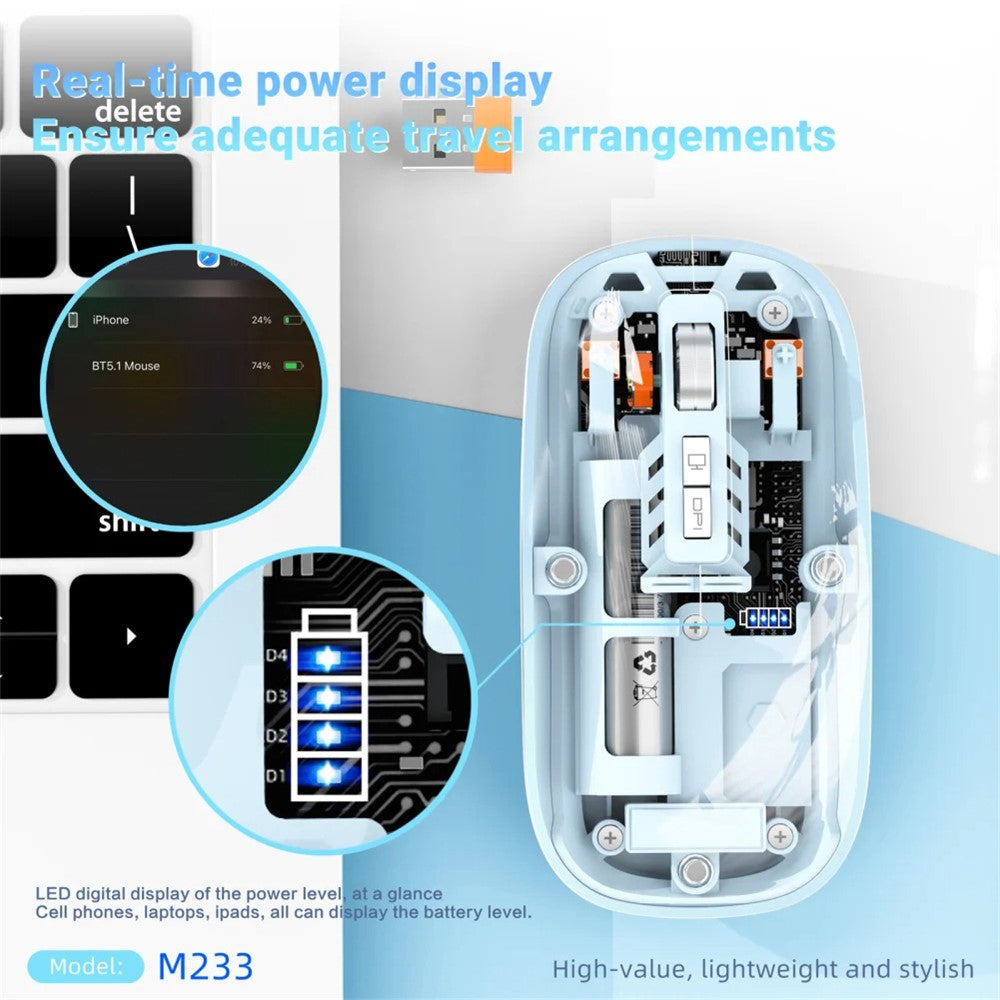 Transparent Silent Wireless Mouse – Tri-Mode Connectivity