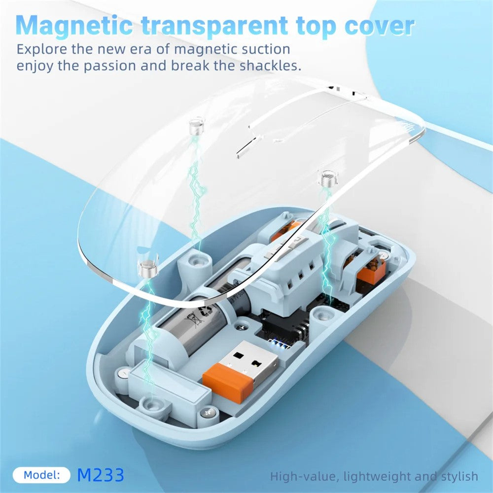 Transparent Silent Wireless Mouse – Tri-Mode Connectivity