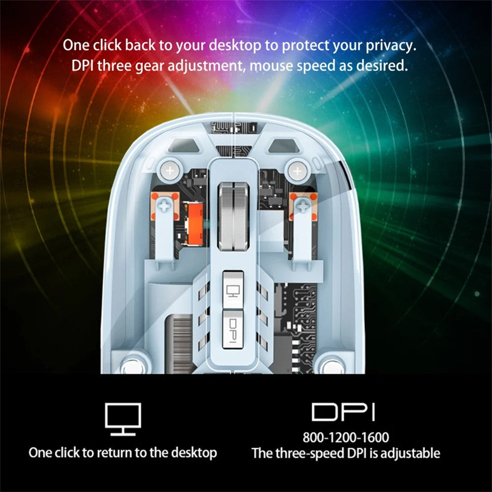 Transparent Silent Wireless Mouse – Tri-Mode Connectivity