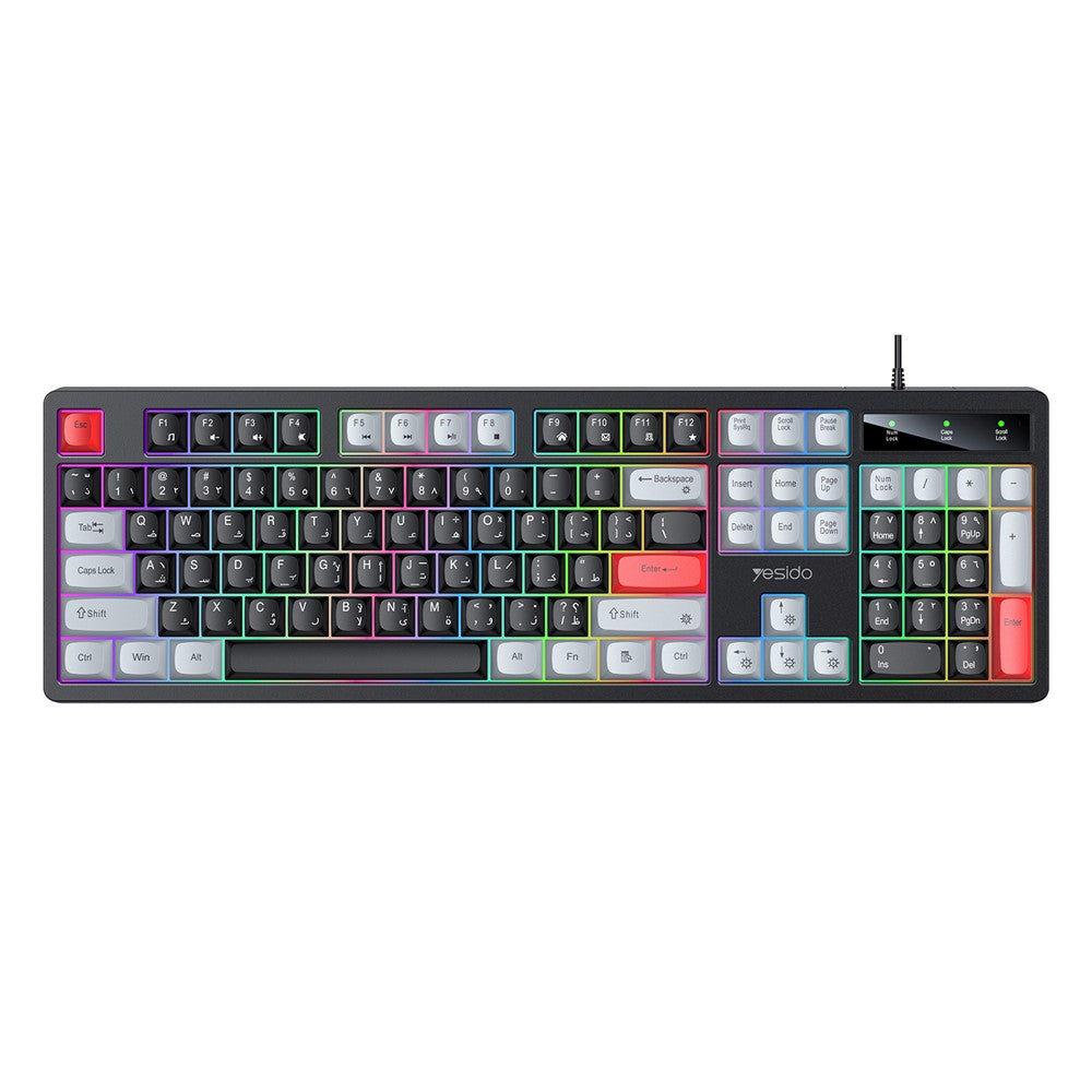 104-Key Low-Noise Mechanical Keyboard – RGB Backlit, English/Arabic Layout