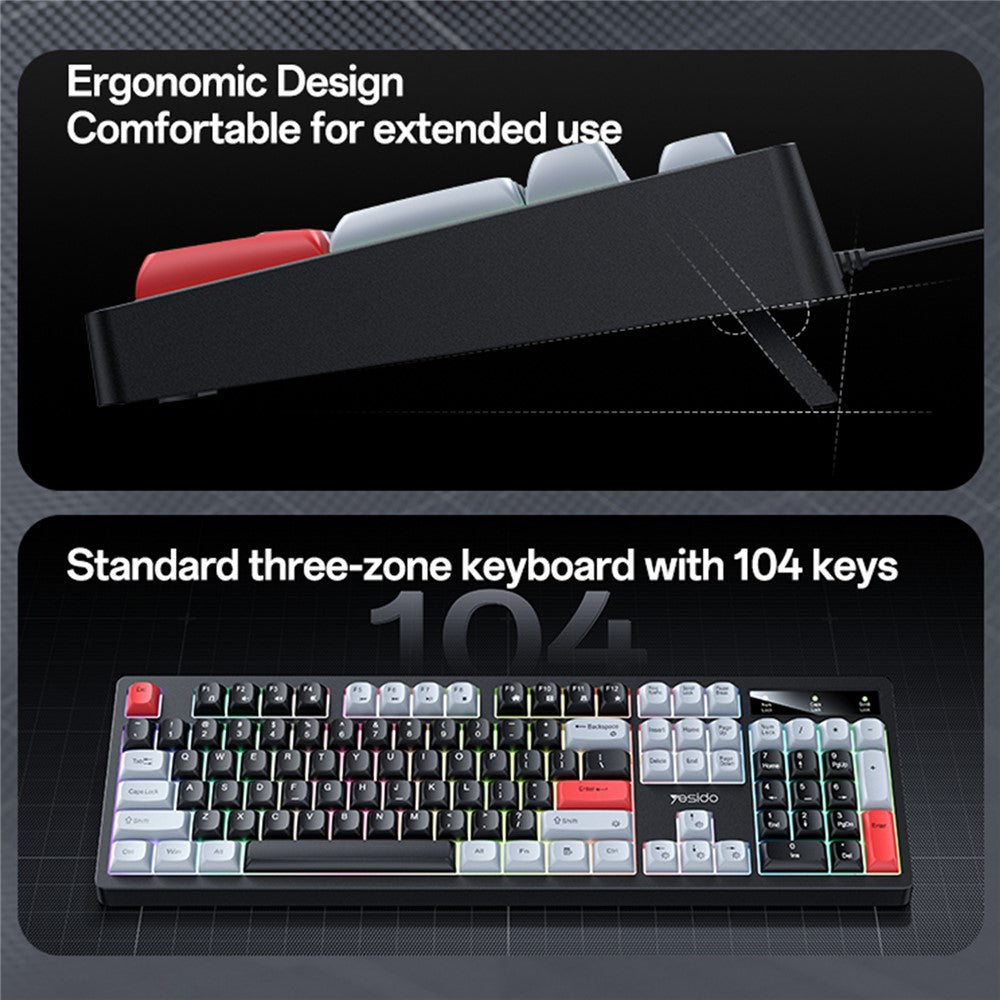 104-Key Low-Noise Mechanical Keyboard – RGB Backlit, English/Arabic Layout