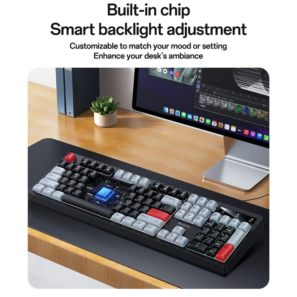104-Key Low-Noise Mechanical Keyboard – RGB Backlit, English/Arabic Layout