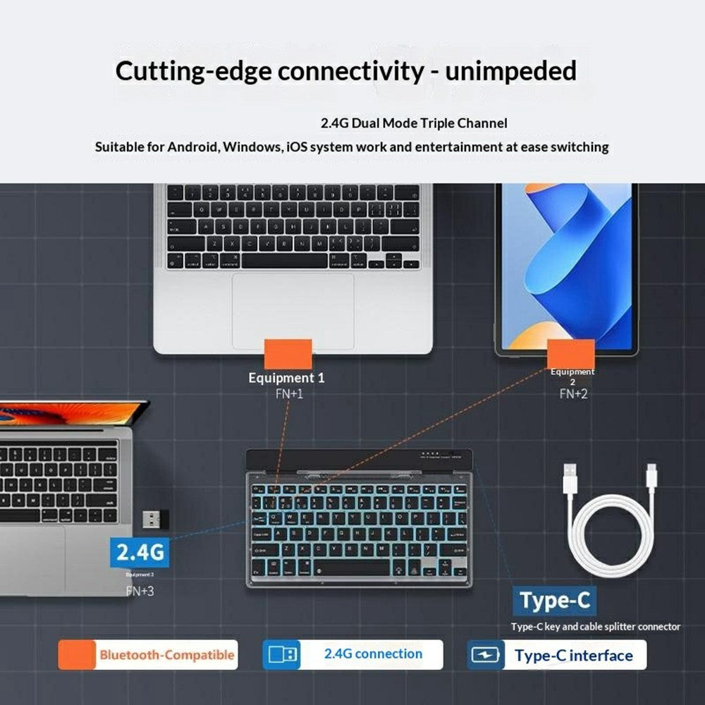 Foldable Transparent Wireless Keyboard – Tri-Mode, For Computer & Tablet