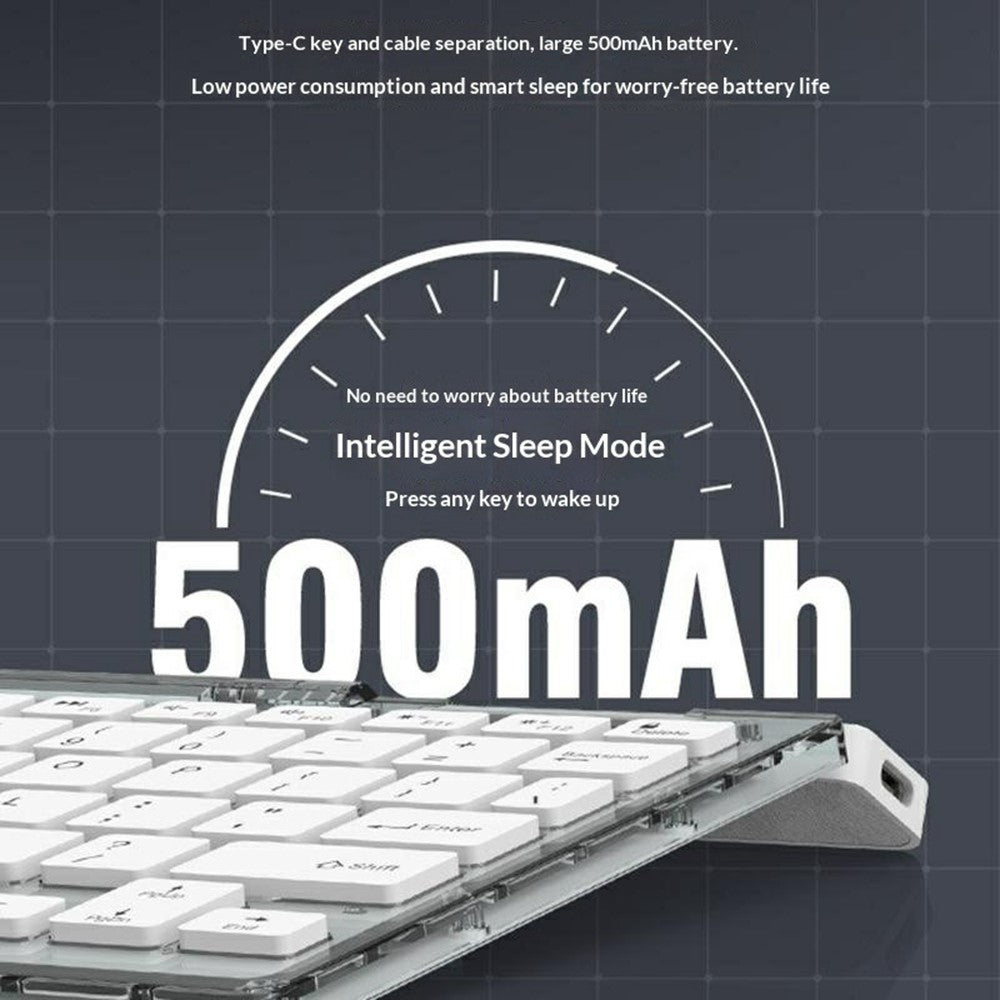Foldable Transparent Wireless Keyboard – Tri-Mode, For Computer & Tablet