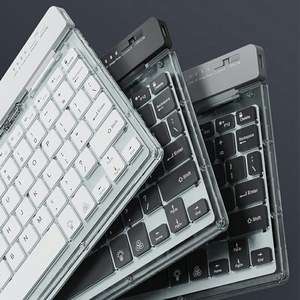 Foldable Transparent Wireless Keyboard – Tri-Mode, For Computer & Tablet