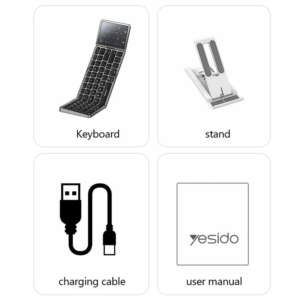 Tri-Fold Wireless Keyboard with Touchpad – For Phone, Tablet & PC