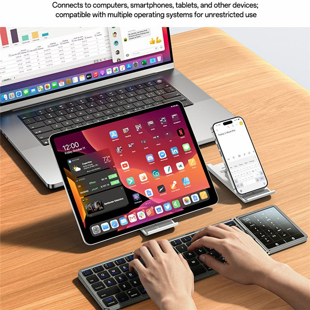 Tri-Fold Wireless Keyboard with Touchpad – For Phone, Tablet & PC