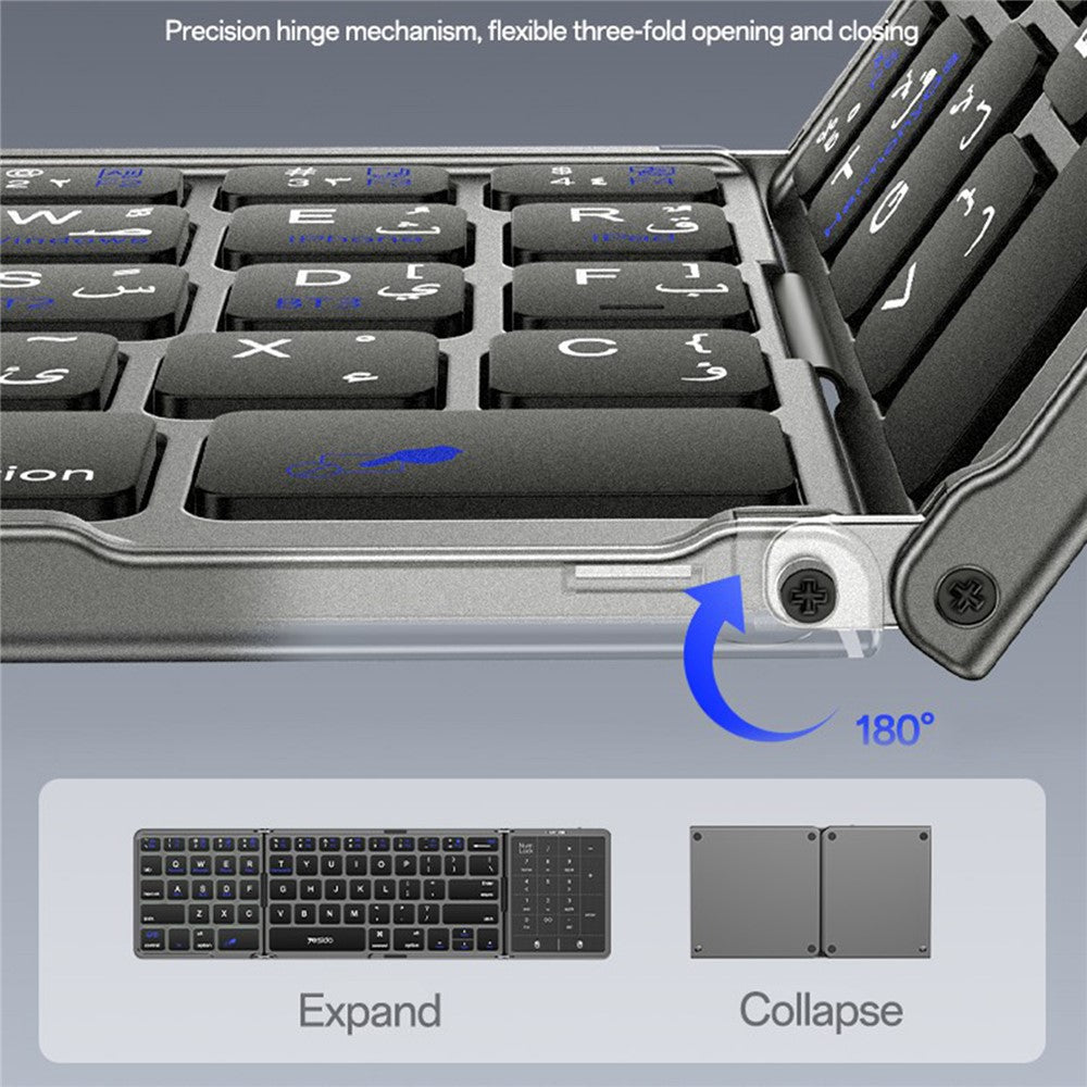 Tri-Fold Wireless Keyboard with Touchpad – For Phone, Tablet & PC