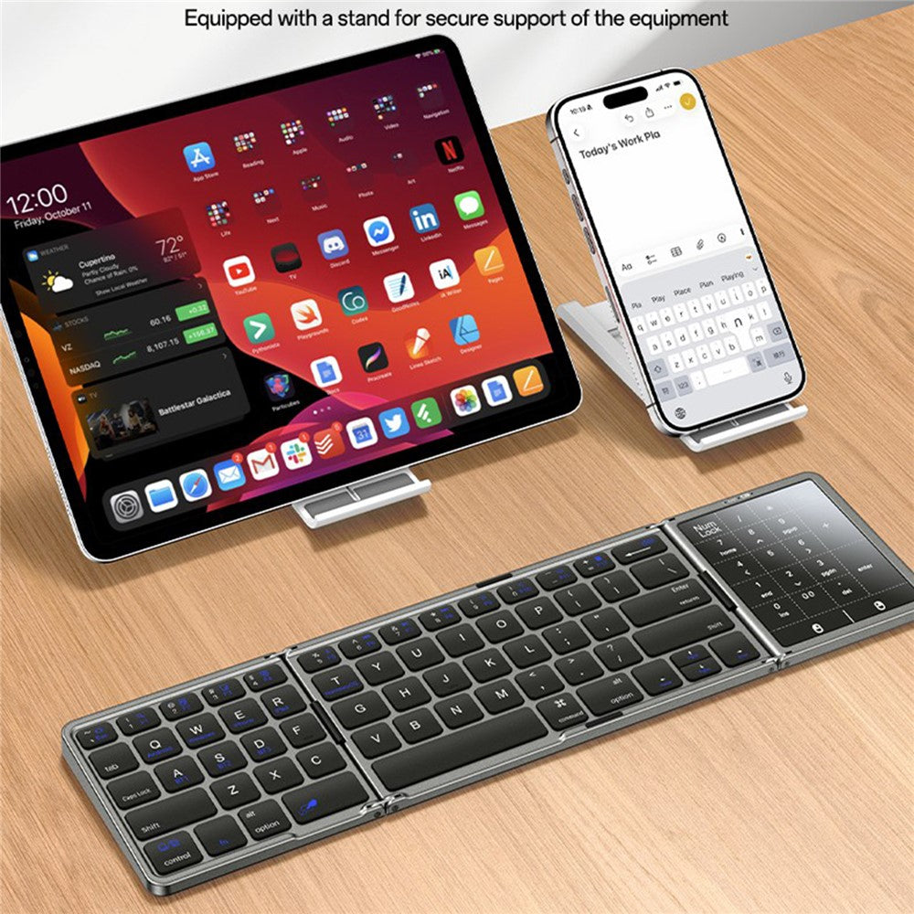 Tri-Fold Wireless Keyboard with Touchpad – For Phone, Tablet & PC