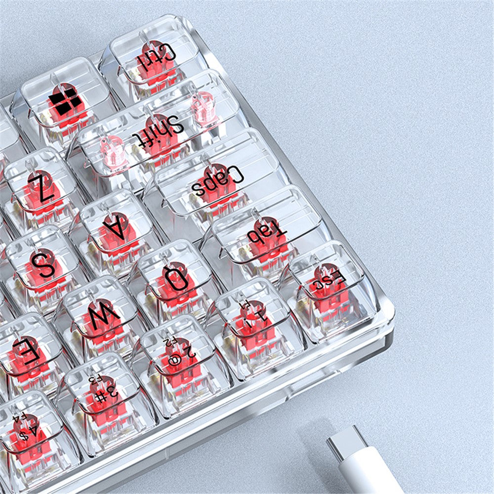 T-WOLF T40 Wired Mechanical Keyboard with Clear Keycaps