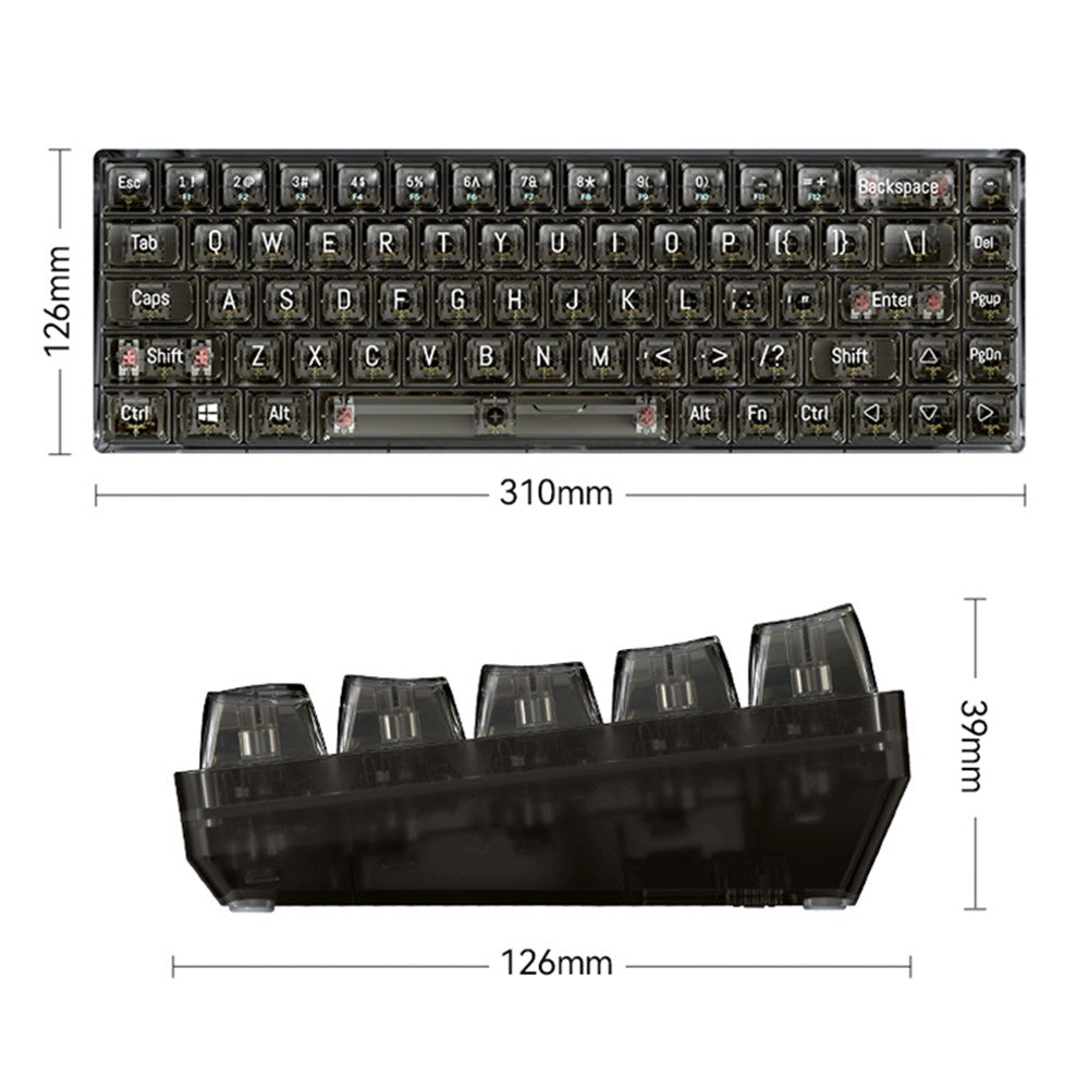 T-WOLF T40 Wired Mechanical Keyboard with Clear Keycaps
