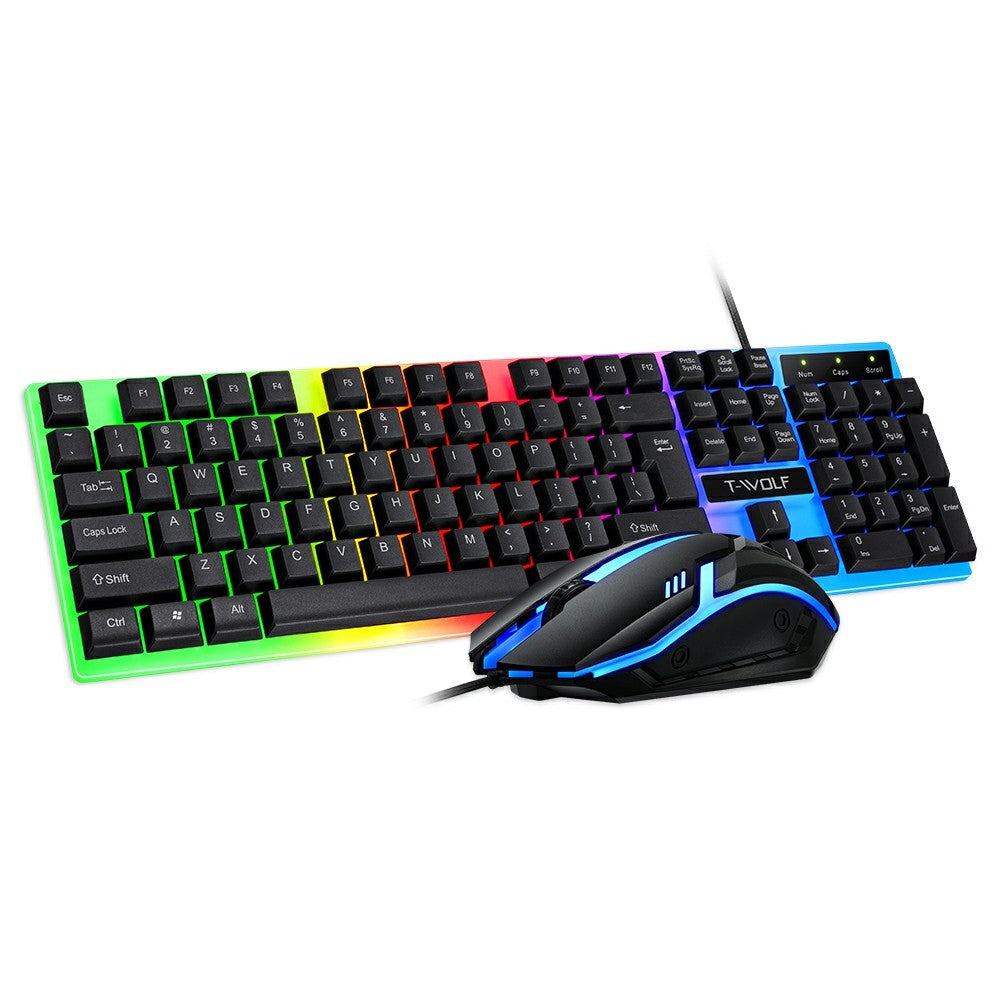 T-WOLF TF230 Wired Mechanical Keyboard & Mouse Set – RGB Backlit