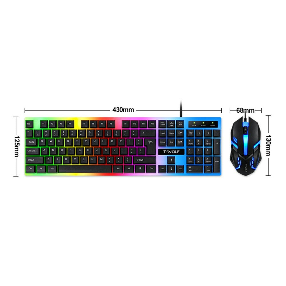 T-WOLF TF230 Wired Mechanical Keyboard & Mouse Set – RGB Backlit