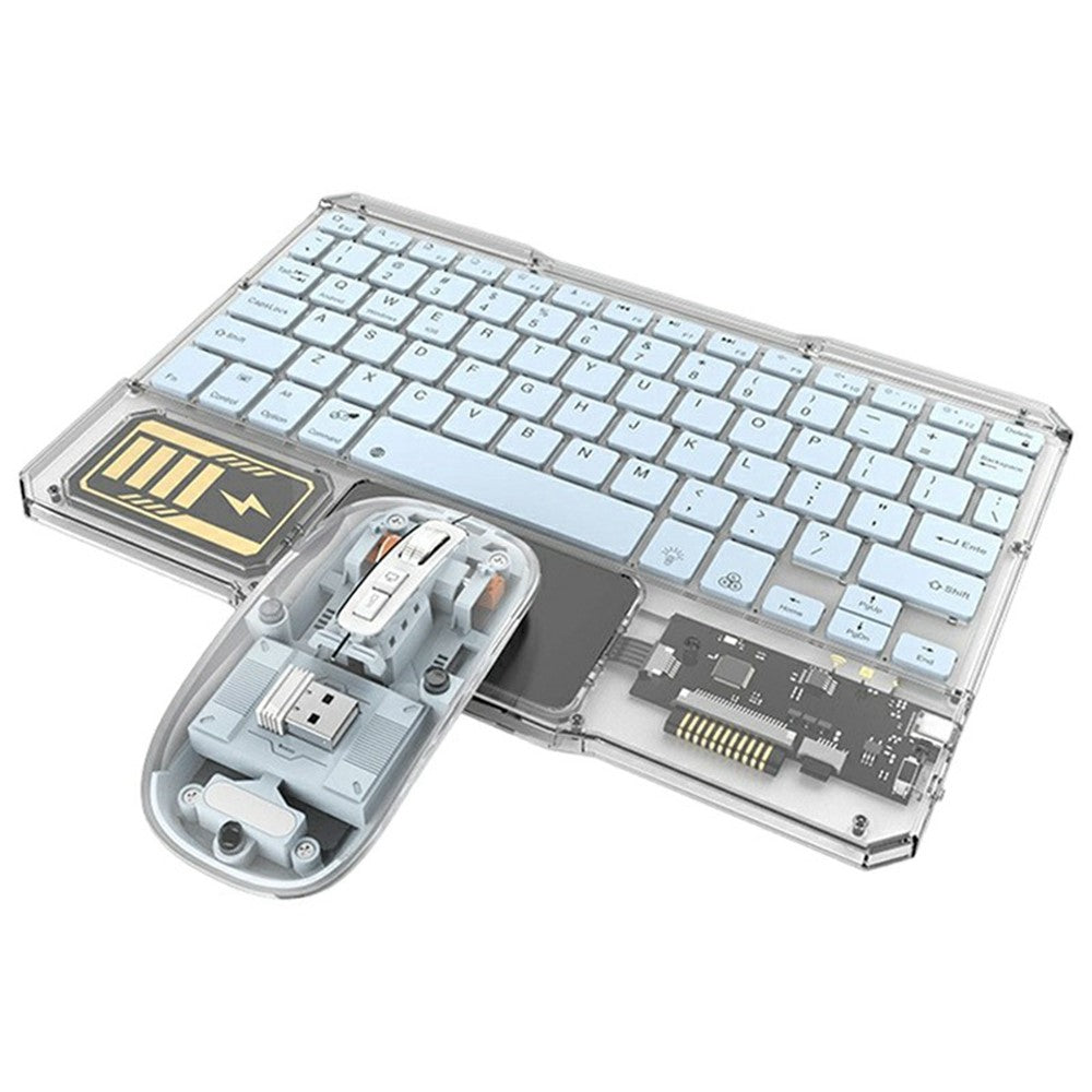 Transparent Wireless Keyboard & Mouse Set – RGB Backlit, For Tablet & Office