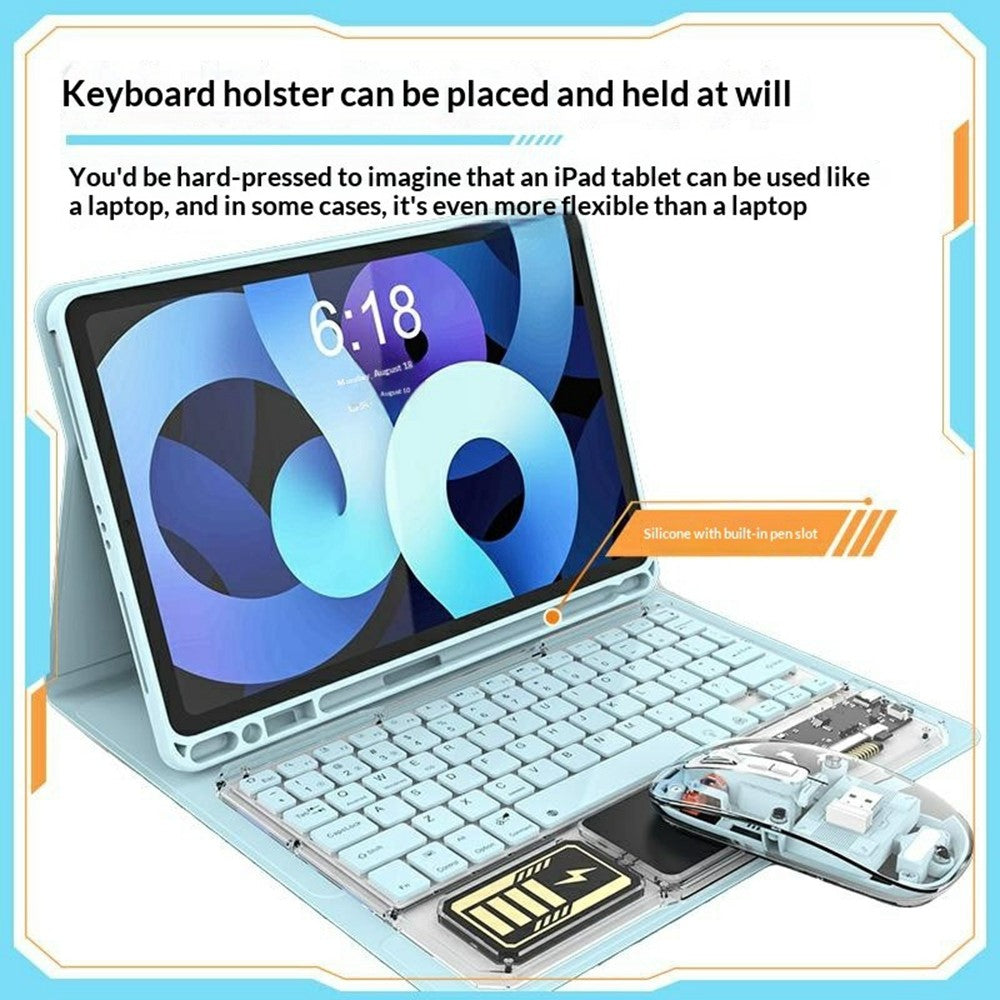Transparent Wireless Keyboard & Mouse Set – RGB Backlit, For Tablet & Office