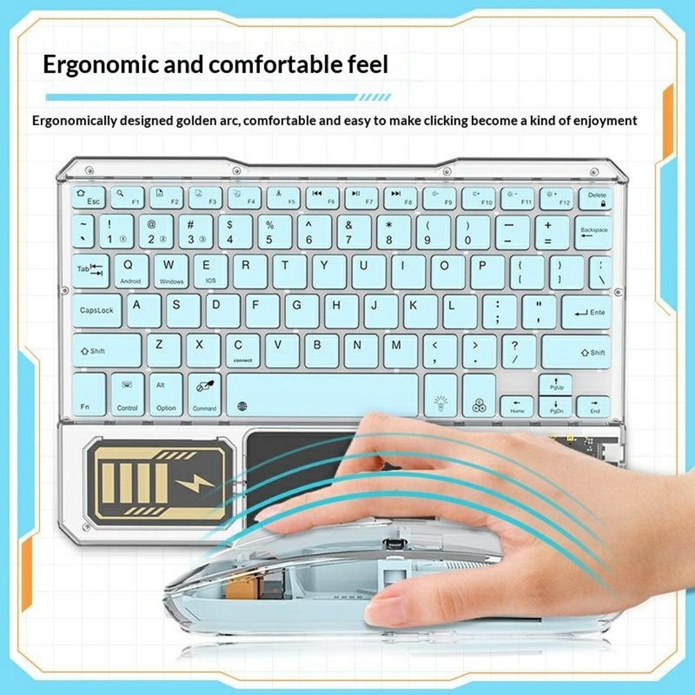 Transparent Wireless Keyboard & Mouse Set – RGB Backlit, For Tablet & Office