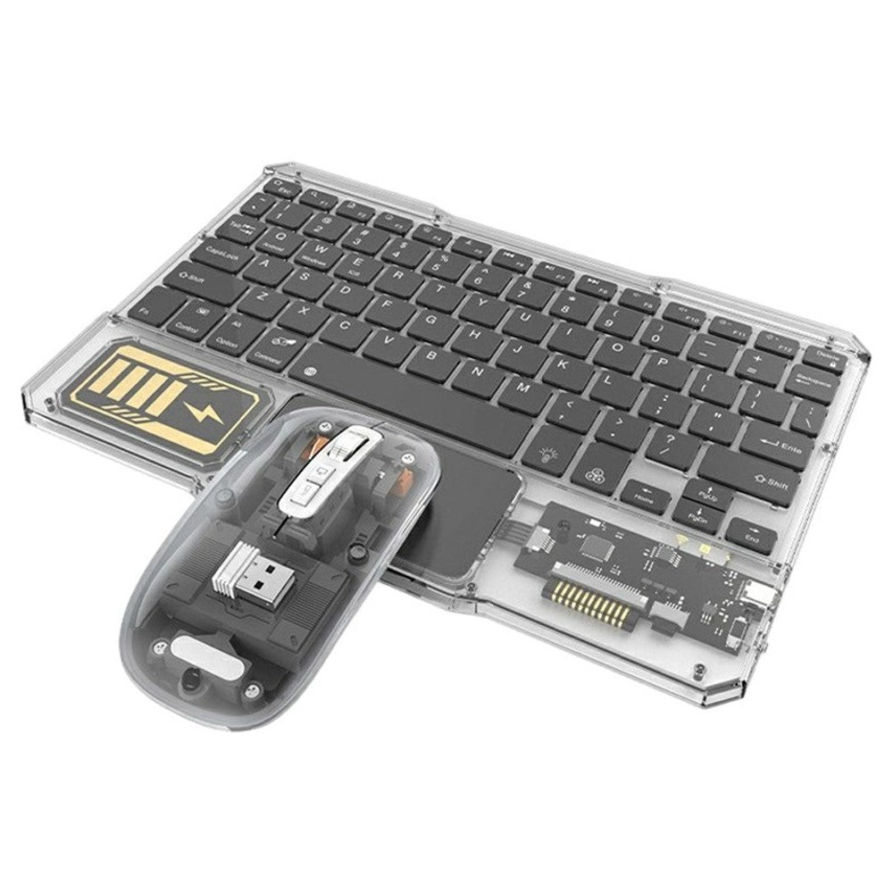 Transparent Wireless Keyboard & Mouse Set – RGB Backlit, For Tablet & Office