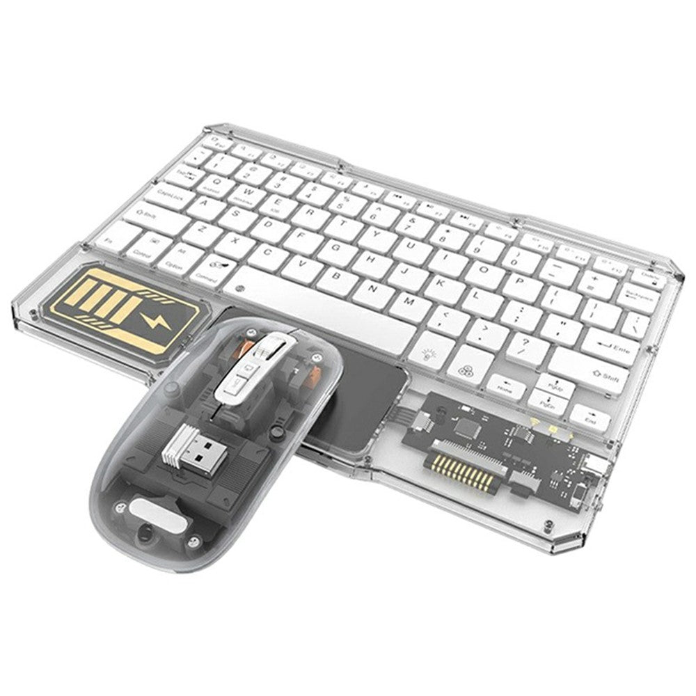 Transparent Wireless Keyboard & Mouse Set – RGB Backlit, For Tablet & Office