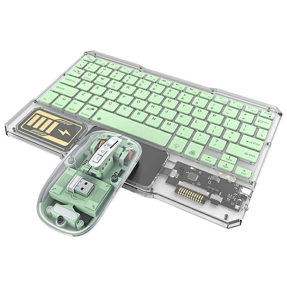 Transparent Wireless Keyboard & Mouse Set – RGB Backlit, For Tablet & Office