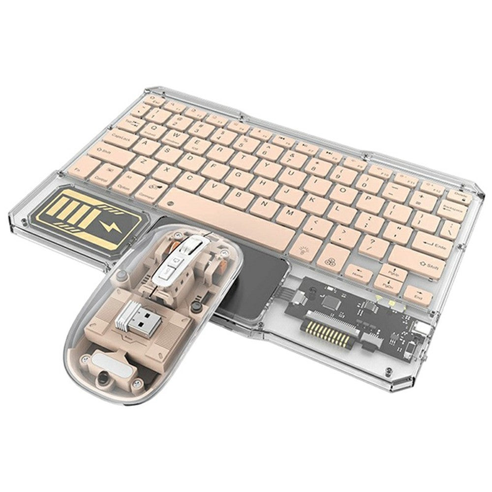 Transparent Wireless Keyboard & Mouse Set – RGB Backlit, For Tablet & Office