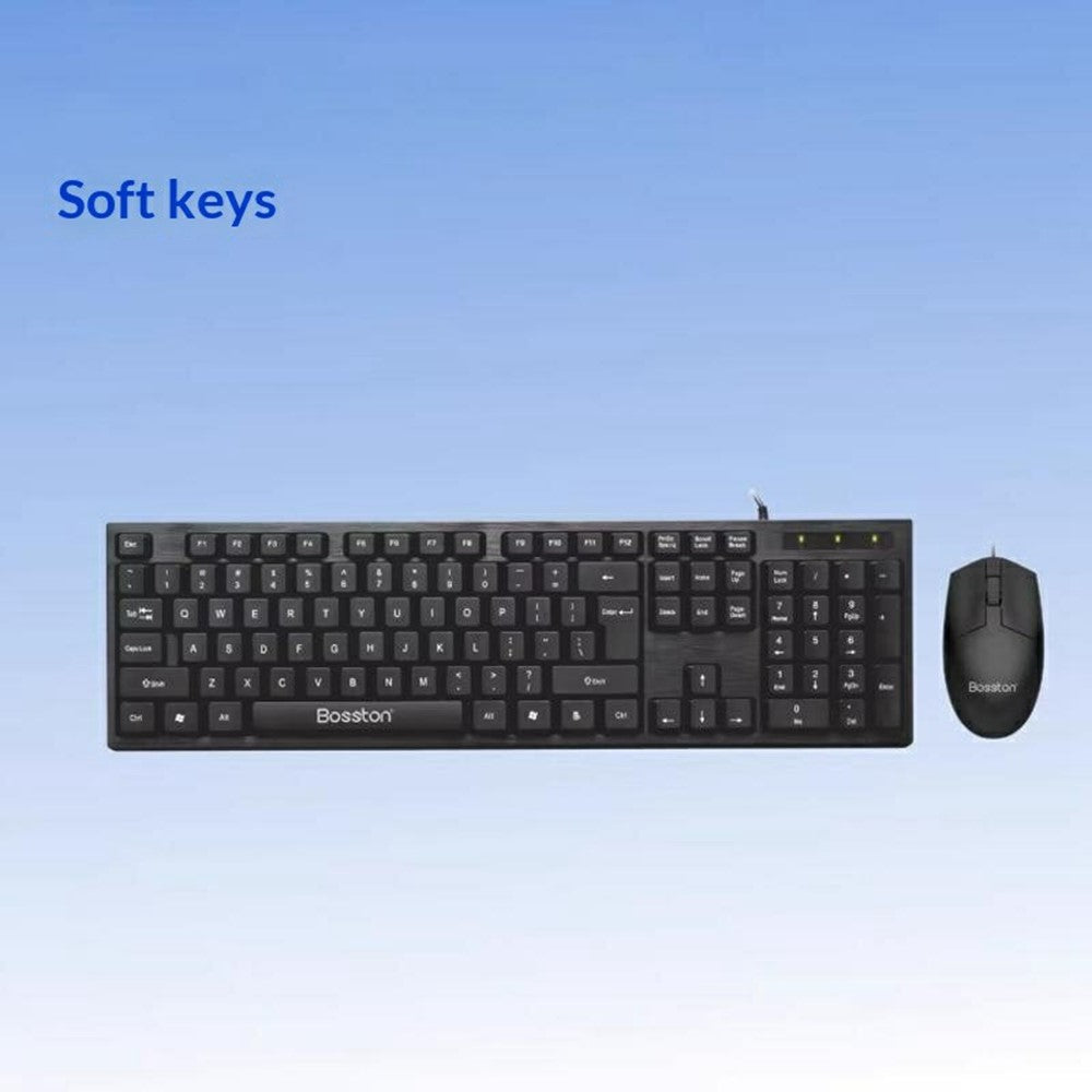 Wired Keyboard & Ergonomic Mouse Set for Desktop & Laptop