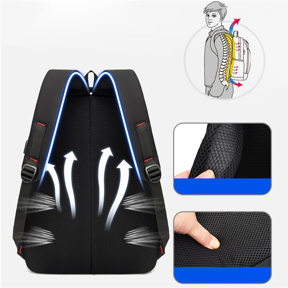 ZWX-6010 Size S Oxford Cloth Travel Backpack Dual Shoulder Laptop Bag with USB Port