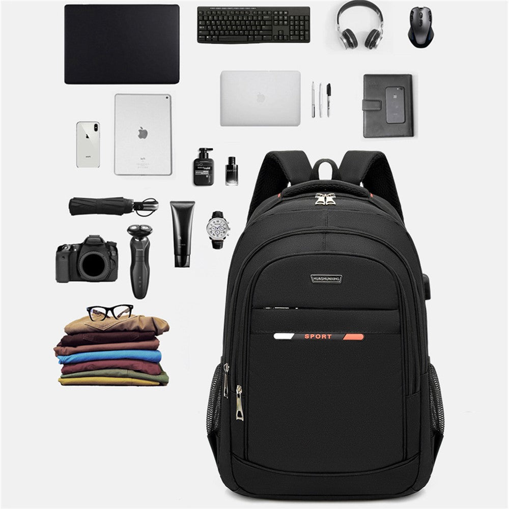 ZWX-6010 Size S Oxford Cloth Travel Backpack Dual Shoulder Laptop Bag with USB Port
