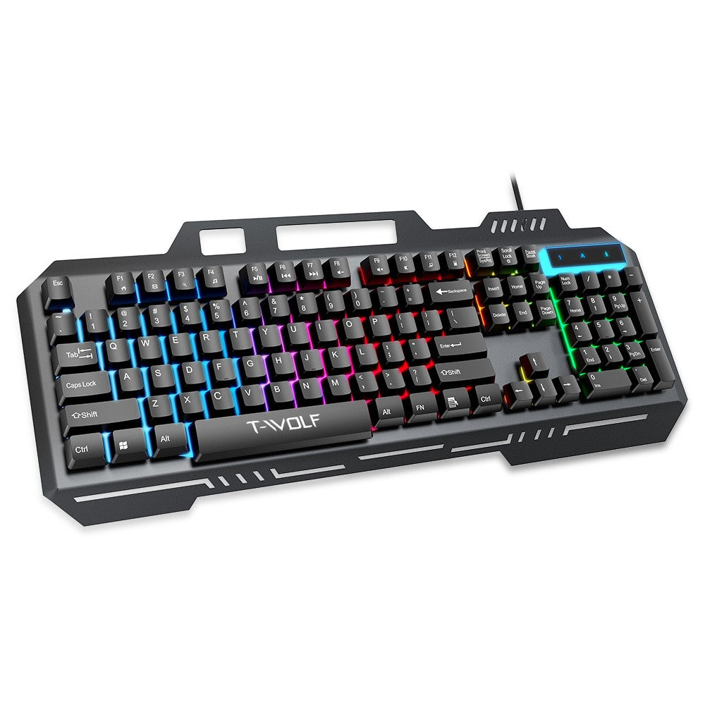 T-WOLF T16 104-Key Wired Gaming Keyboard – Ambient RGB Backlight