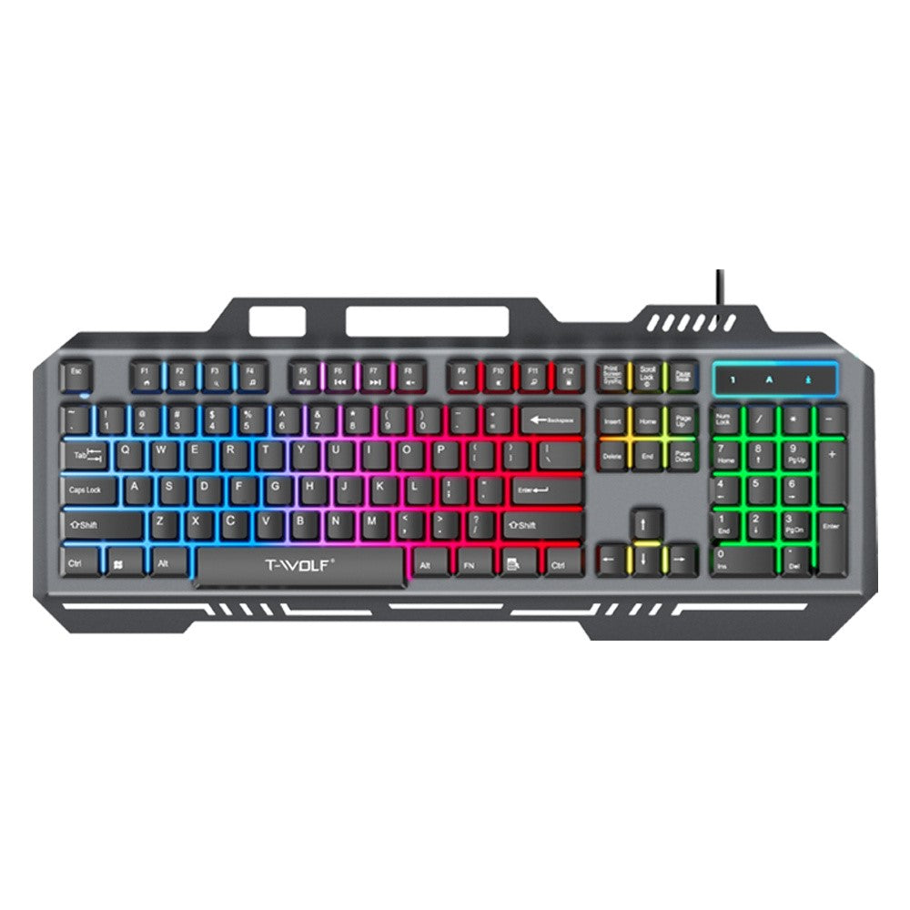 T-WOLF T16 104-Key Wired Gaming Keyboard – Ambient RGB Backlight