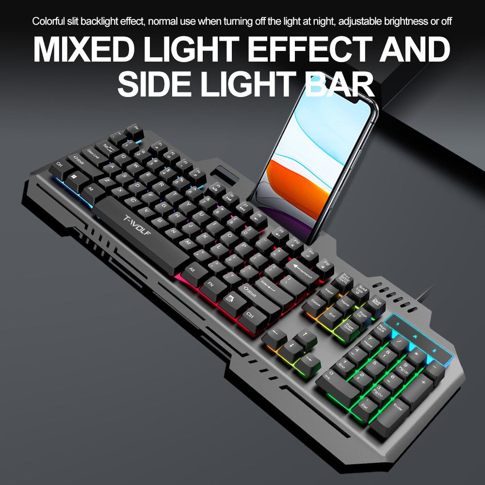 T-WOLF T16 104-Key Wired Gaming Keyboard – Ambient RGB Backlight