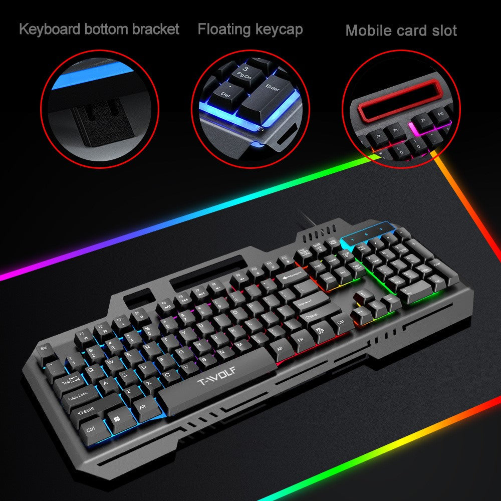 T-WOLF T16 104-Key Wired Gaming Keyboard – Ambient RGB Backlight
