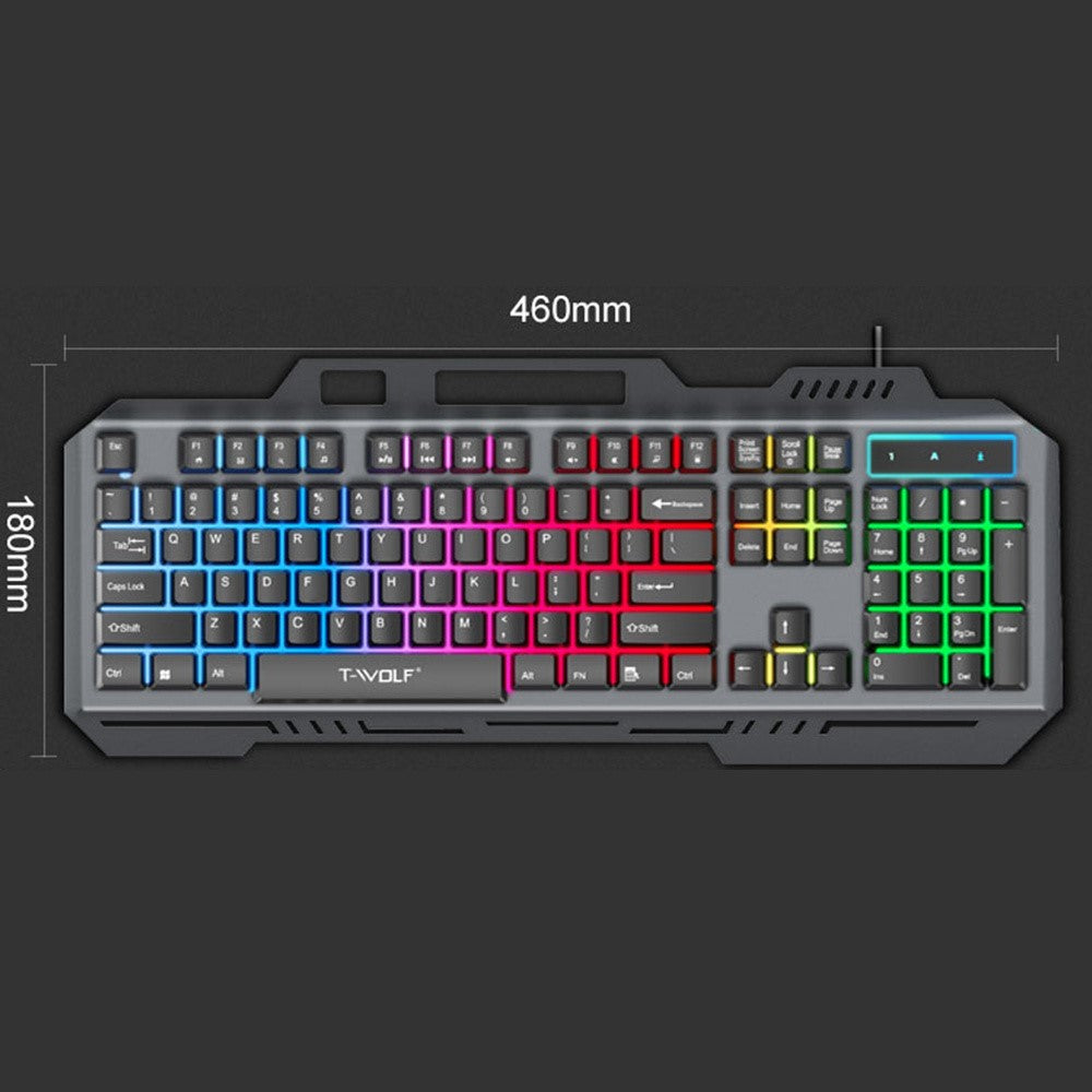 T-WOLF T16 104-Key Wired Gaming Keyboard – Ambient RGB Backlight
