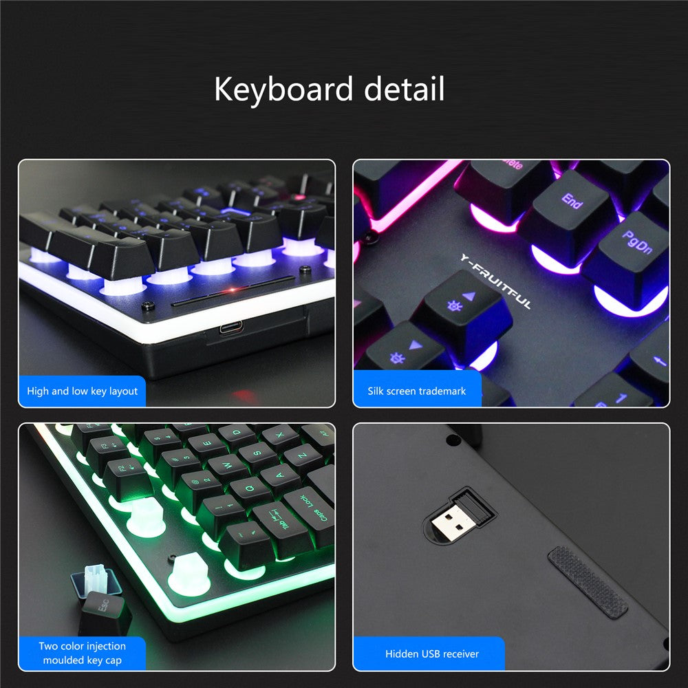 Backlit Wireless Keyboard & Mouse Set for Home Office