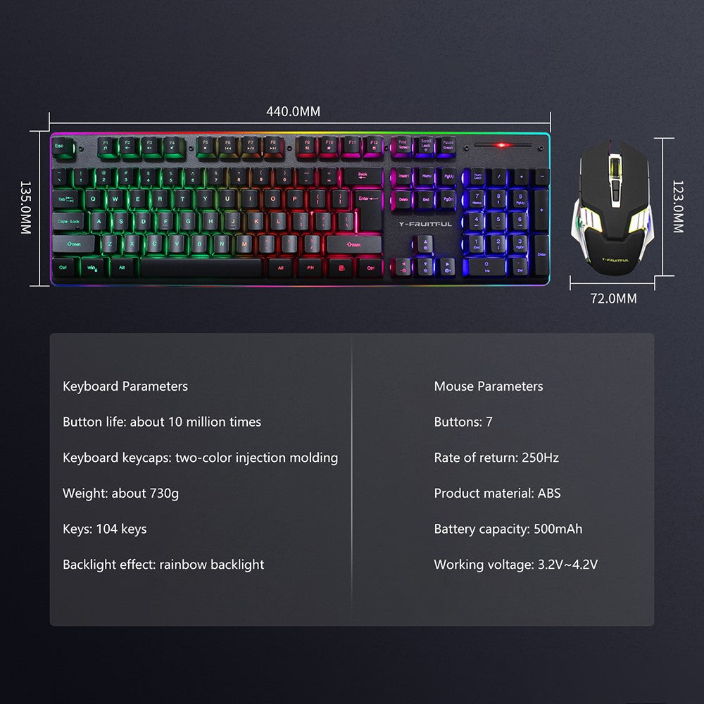 Backlit Wireless Keyboard & Mouse Set for Home Office