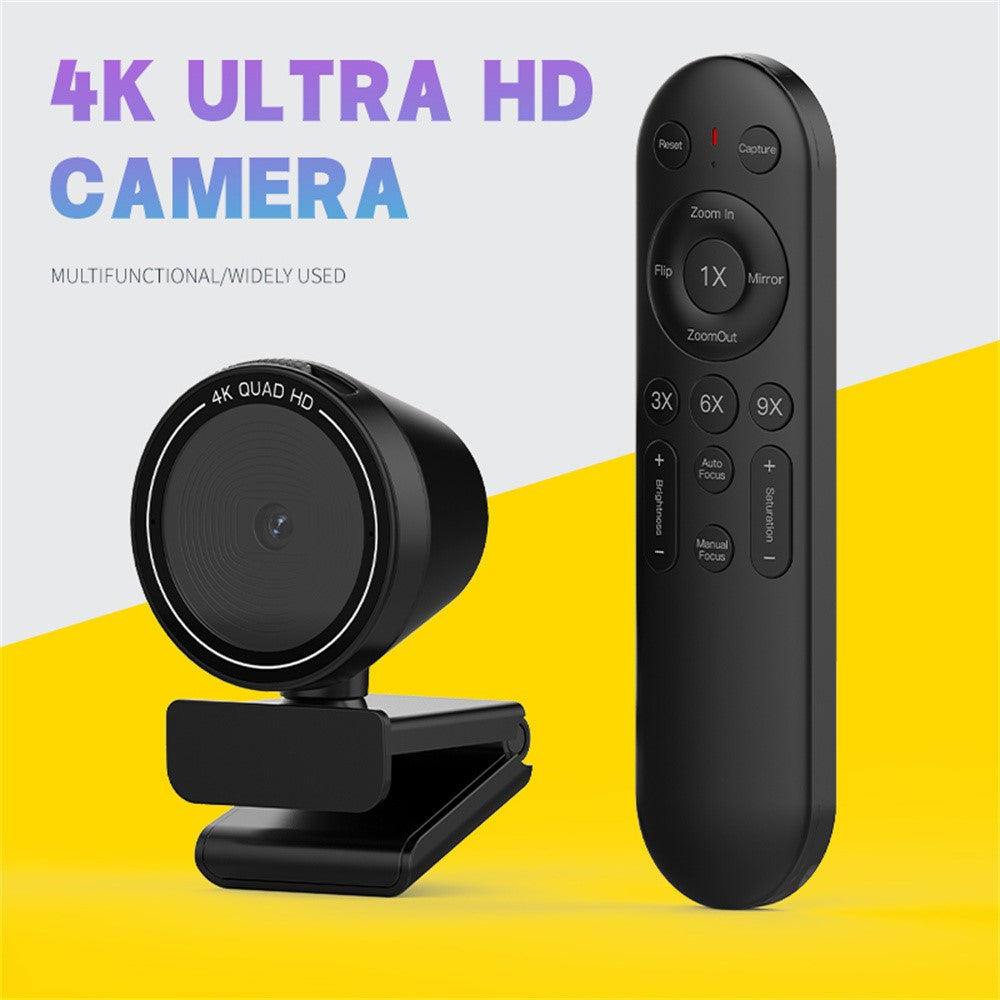 4K Ultra HD Webcam with Remote Control – Rotating Base, Type-C