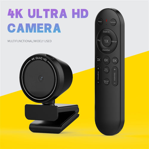 4K Ultra HD Webcam with Remote Control – Rotating Base, Type-C