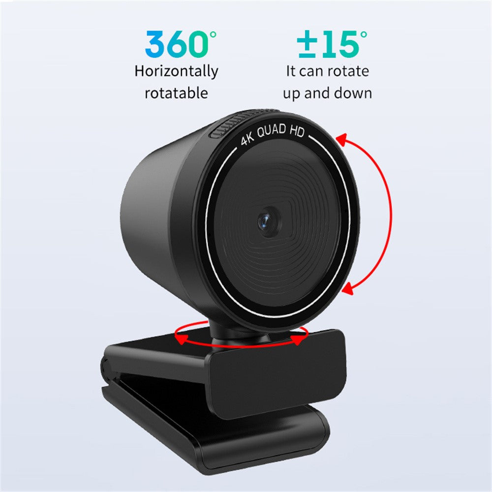 4K Ultra HD Webcam with Remote Control – Rotating Base, Type-C