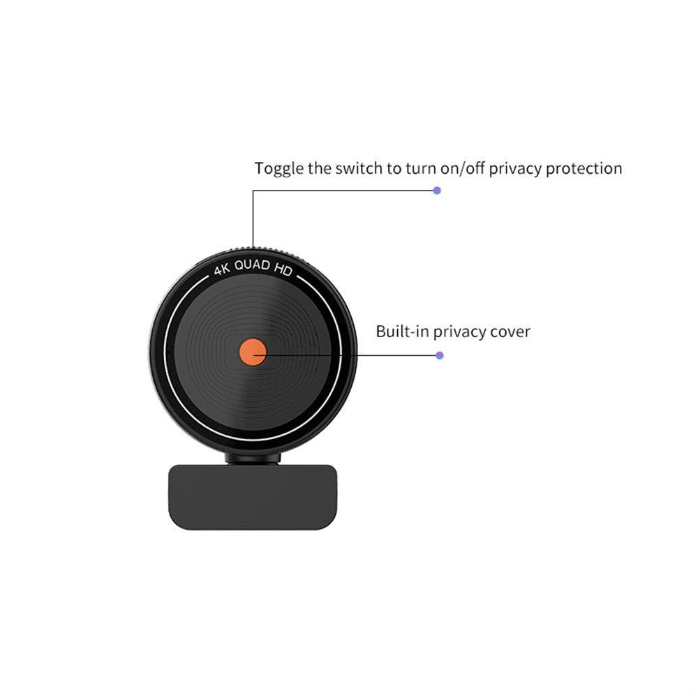 4K Ultra HD Webcam with Remote Control – Rotating Base, Type-C