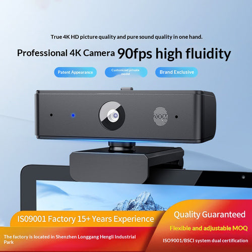 4K Webcam with Noise-Reducing Mic – Autofocus for Meetings & Streaming