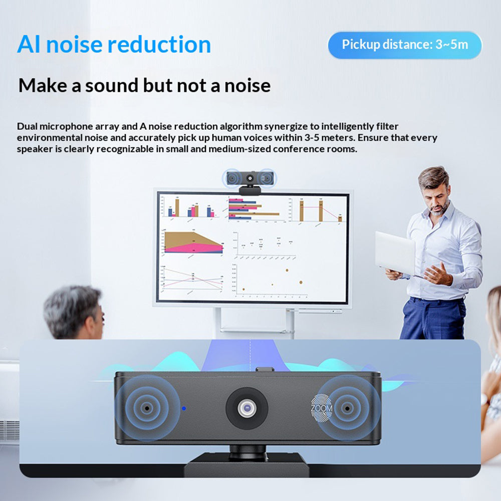 4K Webcam with Noise-Reducing Mic – Autofocus for Meetings & Streaming