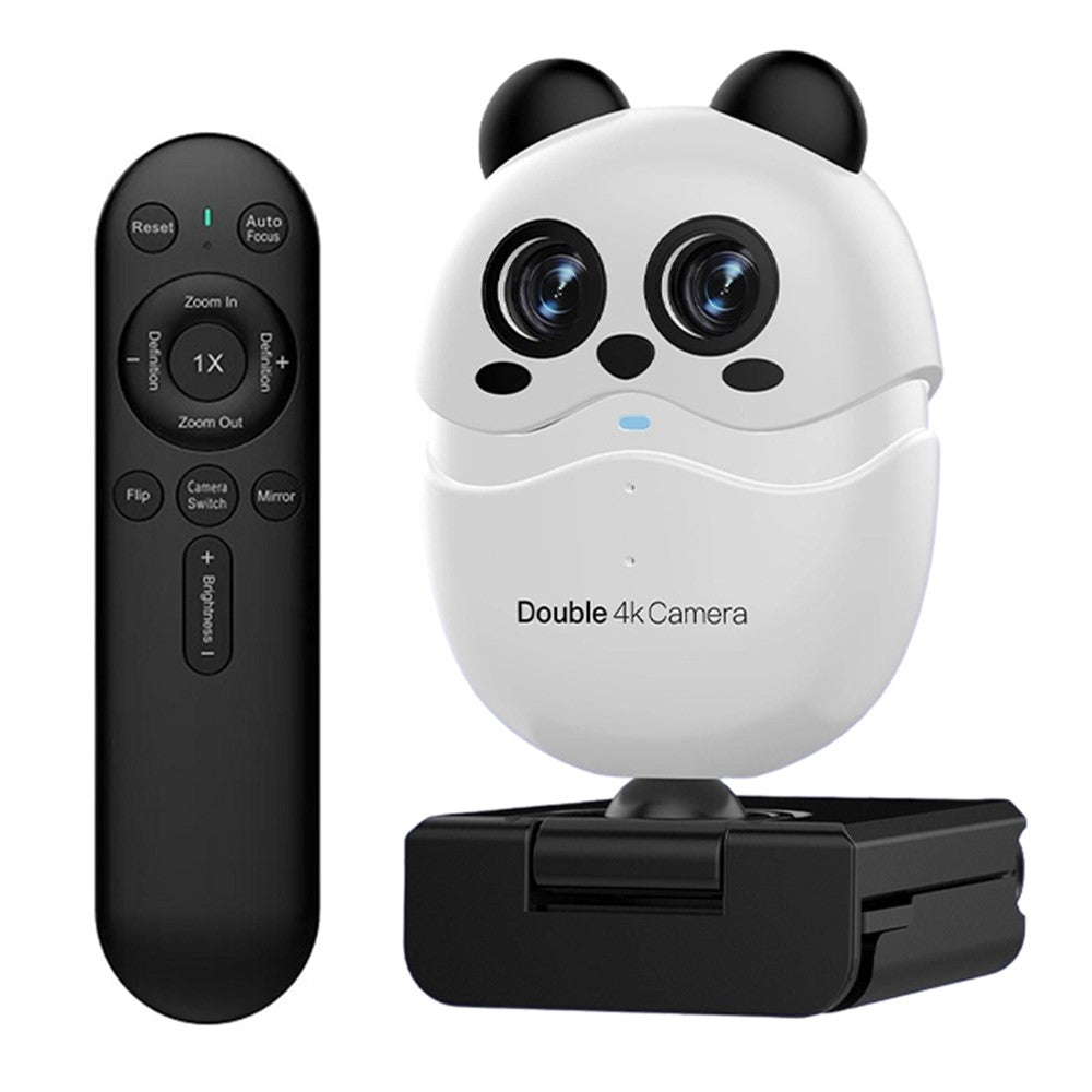 4K Dual-Lens Webcam with Remote Control – Autofocus for Video Calls