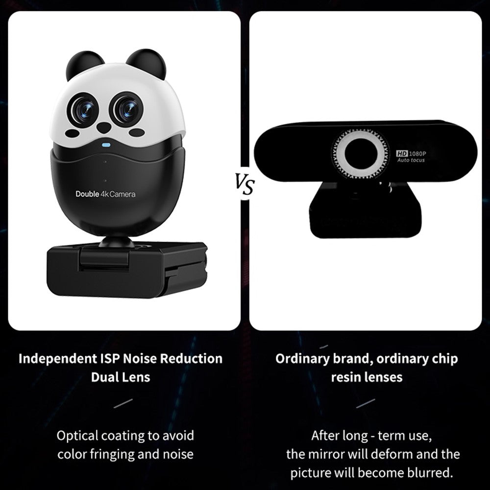 4K Dual-Lens Webcam with Remote Control – Autofocus for Video Calls