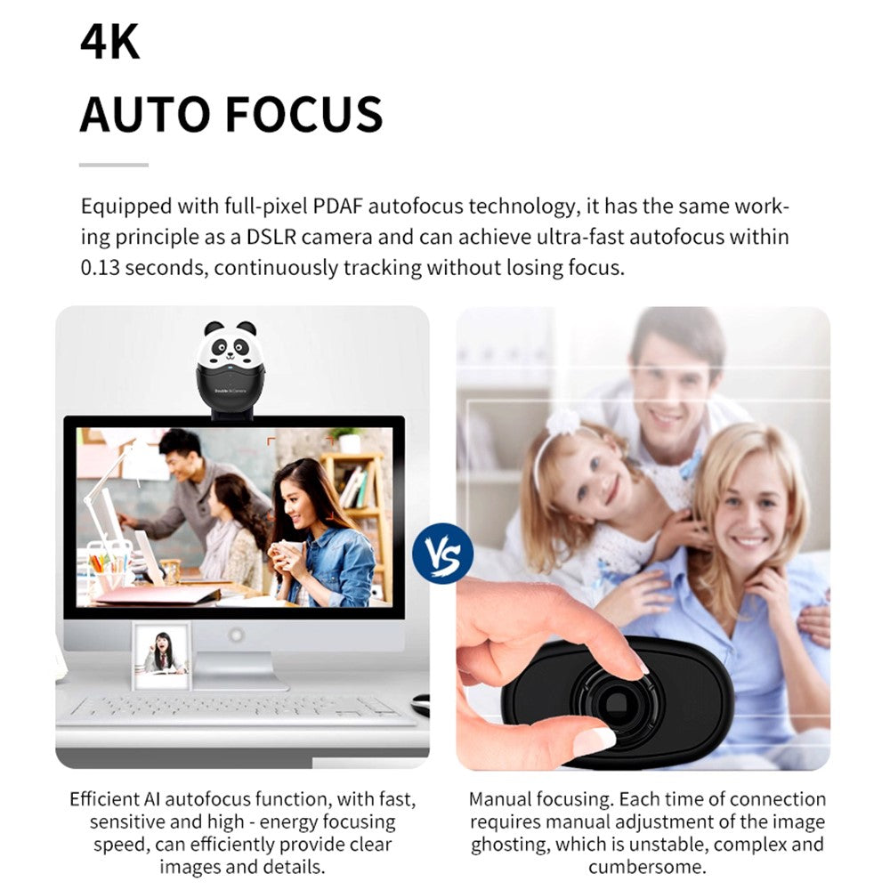 4K Dual-Lens Webcam with Remote Control – Autofocus for Video Calls