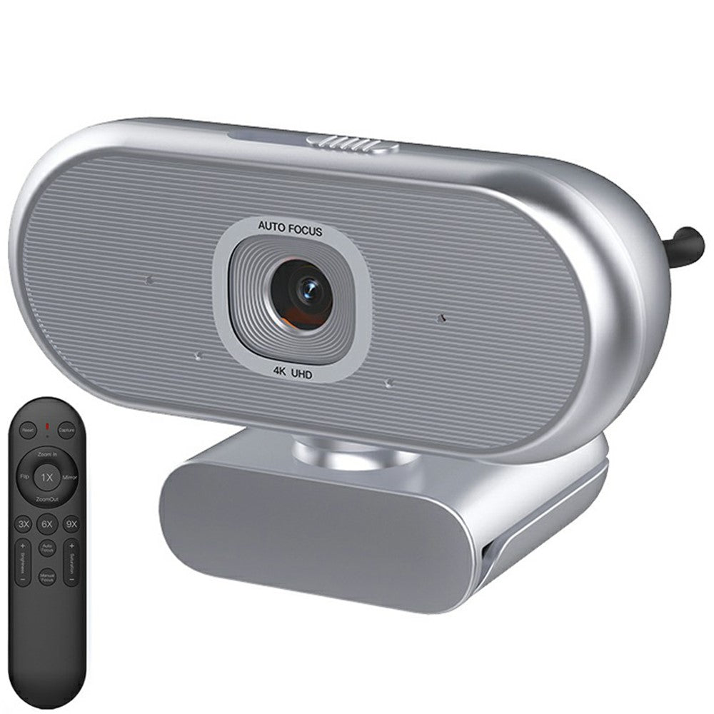 4K USB Webcam with Remote Control – Autofocus, Plug-and-Play for Meetings & Streaming