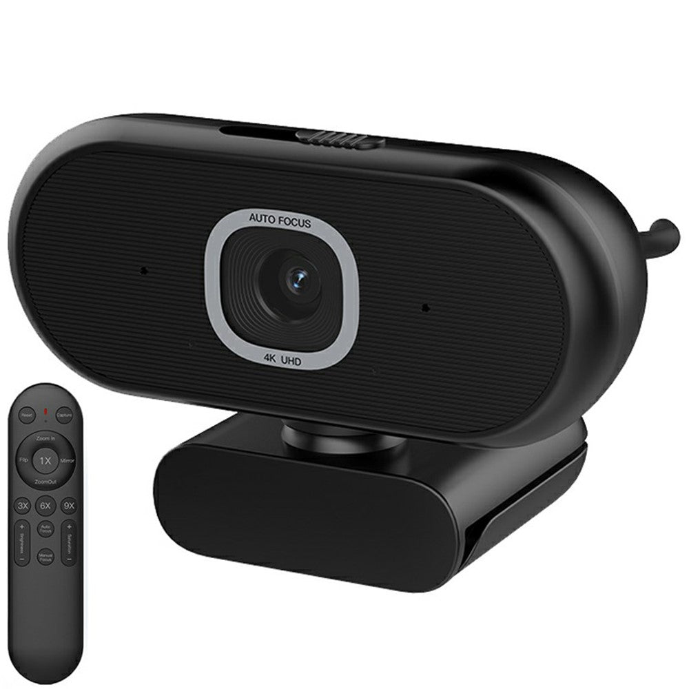 4K USB Webcam with Remote Control – Autofocus, Plug-and-Play for Meetings & Streaming