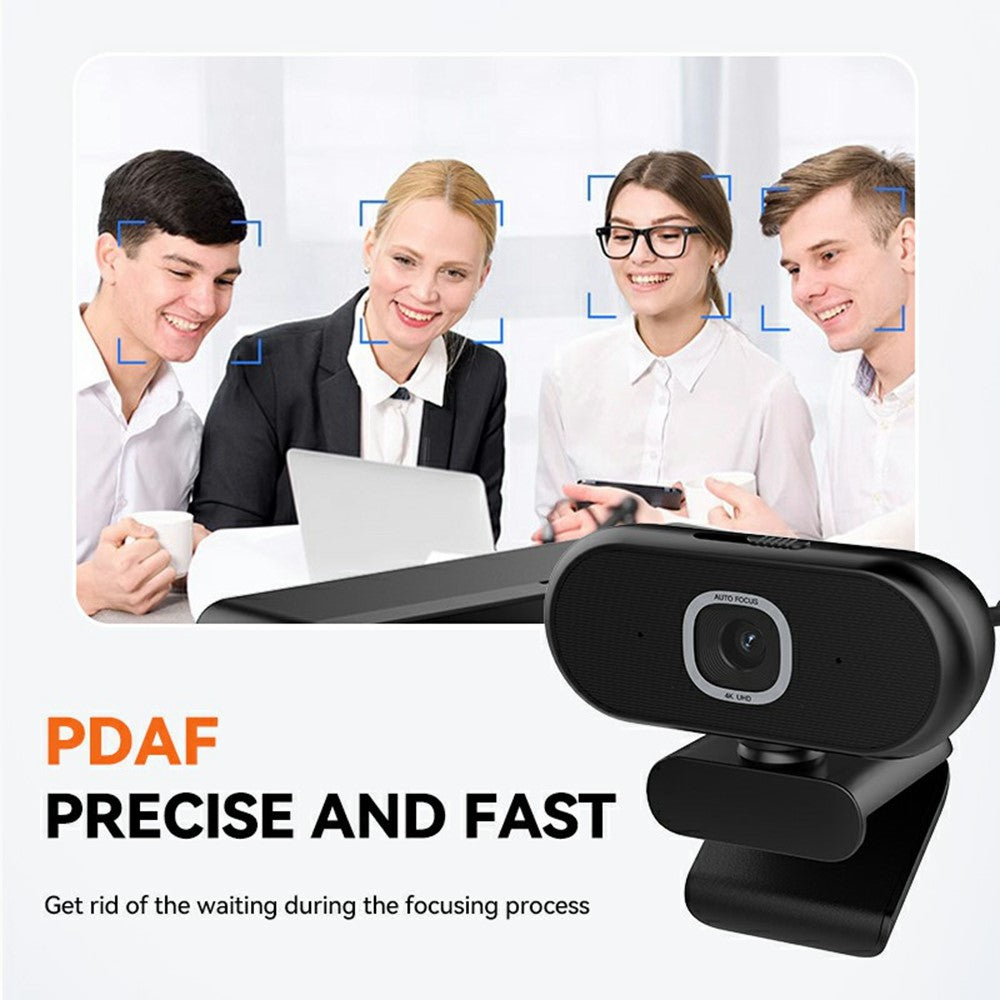 4K USB Webcam – Plug-and-Play Autofocus for Meetings & Streaming
