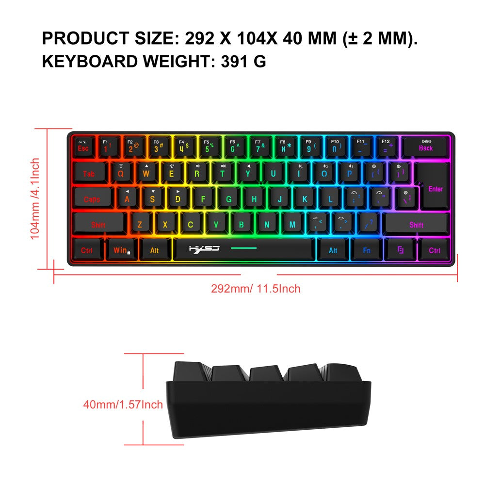 61-Key Tri-Mode Gaming Keyboard – 2.4G, Bluetooth & Wired, RGB Backlit