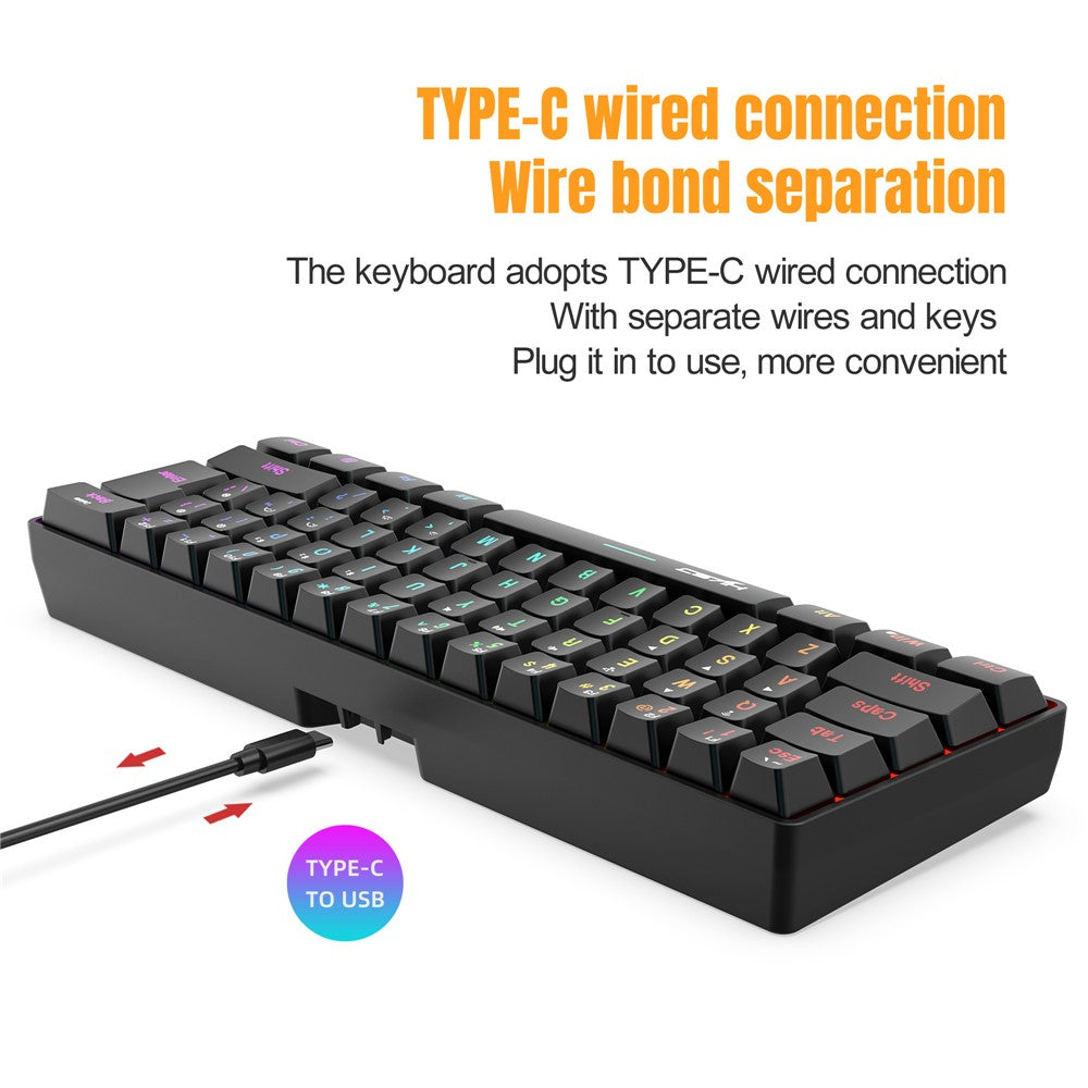61-Key Tri-Mode Gaming Keyboard – 2.4G, Bluetooth & Wired, RGB Backlit