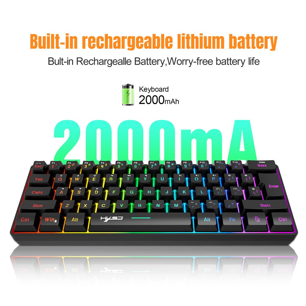 61-Key Tri-Mode Gaming Keyboard – 2.4G, Bluetooth & Wired, RGB Backlit