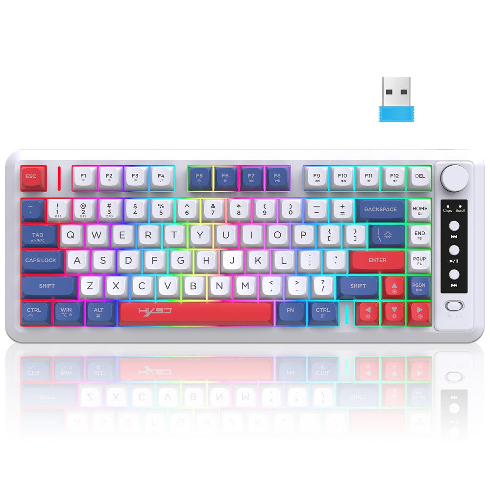 81-Key Tri-Mode Wireless Keyboard – 2.4G & Bluetooth, RGB Backlit